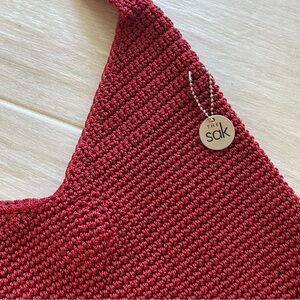 The Sak Burgundy Crochet Shoulder Bag